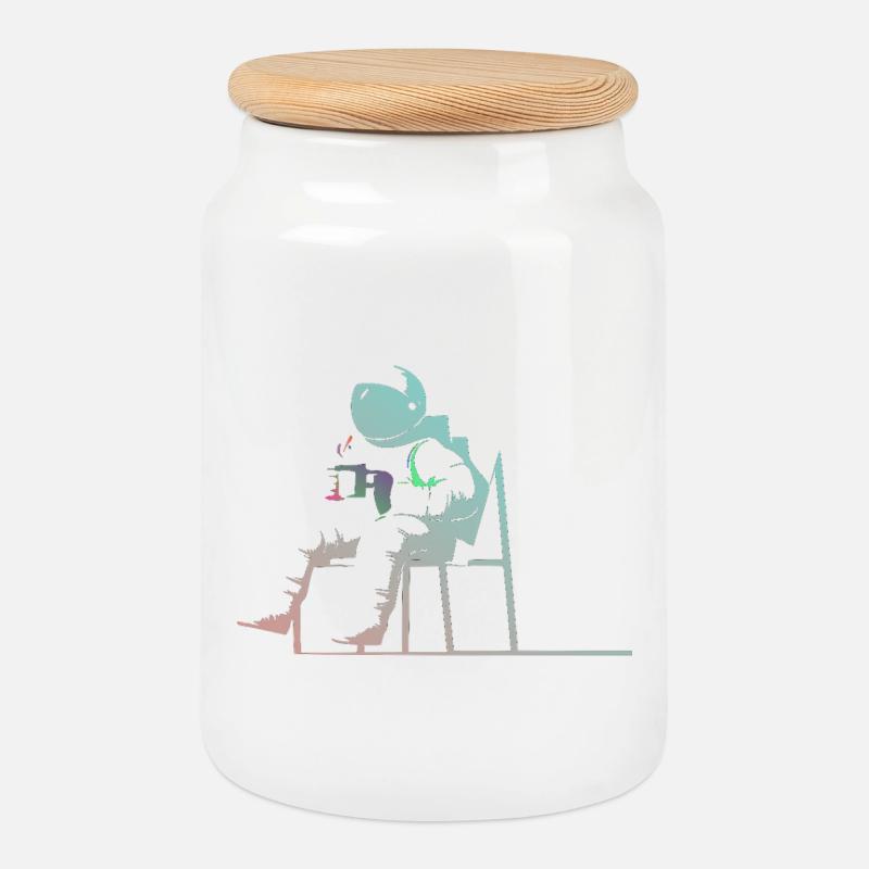 Astronaut - Keksdose mit Holzdeckel - Weiß