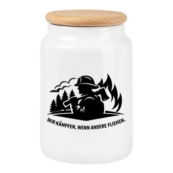Incendie de forêt - Boîte à biscuits avec couvercle en bois - blanc - Devant