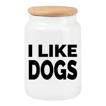 canine - Boîte à biscuits avec couvercle en bois - blanc - Devant