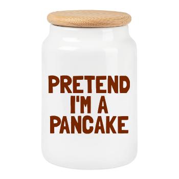 Imagine I'm a pancake breakfast Ha - Cookie Jar with Wooden Lid - white - Front