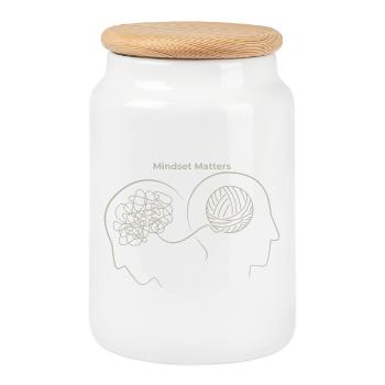Mindset Matters: Gedankenknoten - Keksdose mit Holzdeckel - Weiß - Vorne