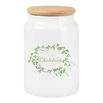 Lucky Child - Cookie Jar with Wooden Lid - white - Front