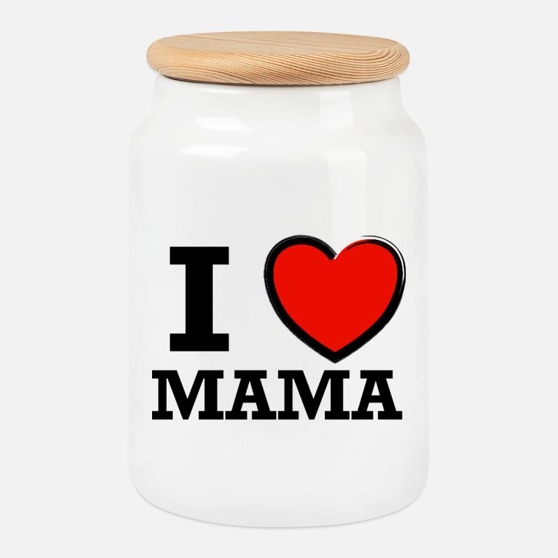 I love Mama  - Keksdose mit Holzdeckel - Weiß