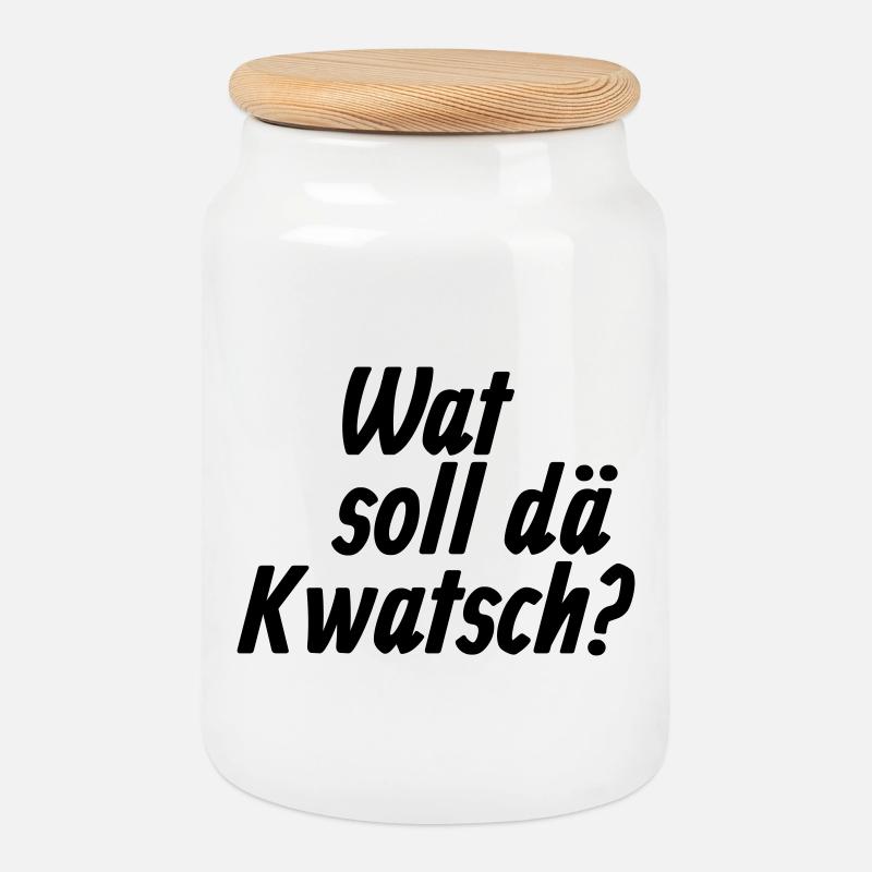 Wat soll dä Kwatsch - Et Kölsche Jrundjesetz §9 - Keksdose mit Holzdeckel - Weiß