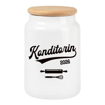 Confectioner 2026 Occupation Confectioner Confectionery Trainee - Cookie Jar with Wooden Lid - white - Front