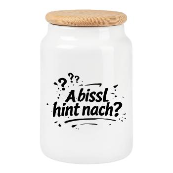 A bissel hint nach - Keksdose mit Holzdeckel - Weiß - Vorne