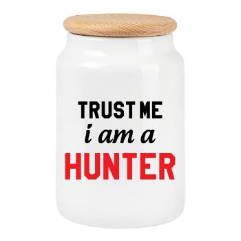 Believe me, I'm a hunter - Cookie Jar with Wooden Lid - white - Front
