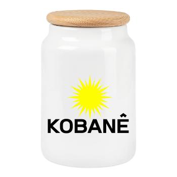 Kobane_Kurdistan_Sonne - Keksdose mit Holzdeckel - Weiß - Vorne