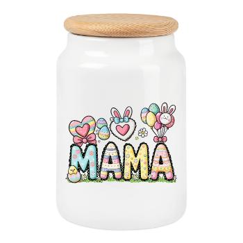 Pastell Ostern Mama Design - Keksdose mit Holzdeckel - Weiß - Vorne