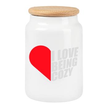 I Love Being Cozy Gemütlichkeit Zuhause Entspannt - Cookie Jar with Wooden Lid - white - Front