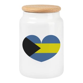 Cœur du drapeau des Bahamas - Boîte à biscuits avec couvercle en bois - blanc - Devant