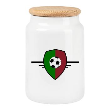 Portugals Fußballwappen - Keksdose mit Holzdeckel - Weiß - Vorne