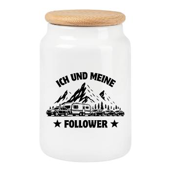 Moi et mes abonnés - Caravane - Embouteillage en sidecar - Boîte à biscuits avec couvercle en bois - blanc - Devant