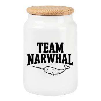 Team Narwhal - Keksdose mit Holzdeckel - Weiß - Vorne