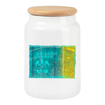 Jeu des couleurs des îles Baléares - Boîte à biscuits avec couvercle en bois - blanc - Devant