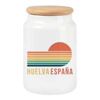 Huelva, Spanien - Keksdose mit Holzdeckel - Weiß - Vorne
