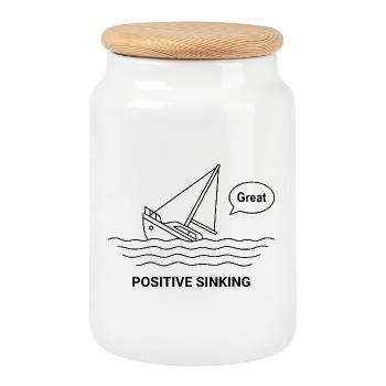 Positive Sinking - Keksdose mit Holzdeckel - Weiß - Vorne