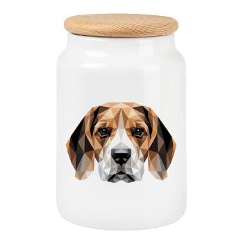 Beagle Chiot Beagles Mignon Chien Beagle anglais - Boîte à biscuits avec couvercle en bois - blanc - Devant