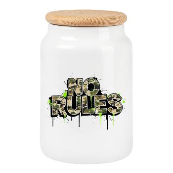 No Rules Camouflage Graffiti  - Keksdose mit Holzdeckel - Weiß - Vorne
