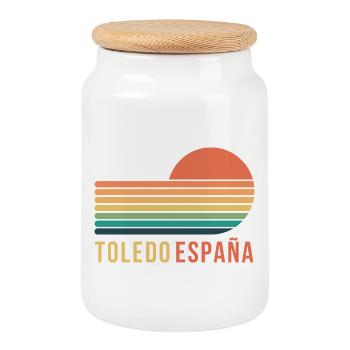 Toledo, Spanien - Keksdose mit Holzdeckel - Weiß - Vorne