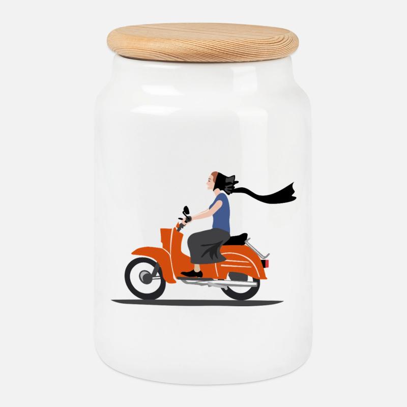 SERBSKA HOLCA MOPED - Keksdose mit Holzdeckel - Weiß