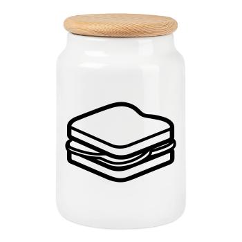 sandwich - Cookie Jar with Wooden Lid - white - Front