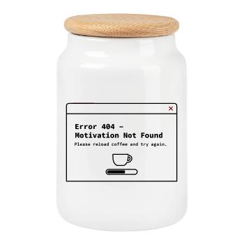 404 Motivation nicht gefunden– System Error Coffee - Keksdose mit Holzdeckel - Weiß - Vorne