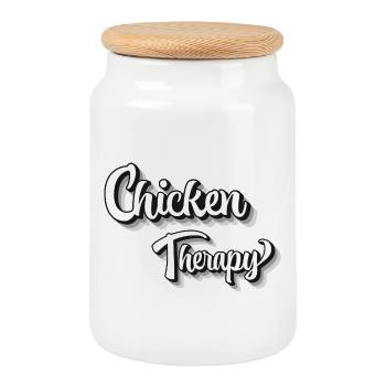 Chicken Fans - Rooster - Rooster - Silk Chicken - Organic - Cookie Jar with Wooden Lid - white - Front