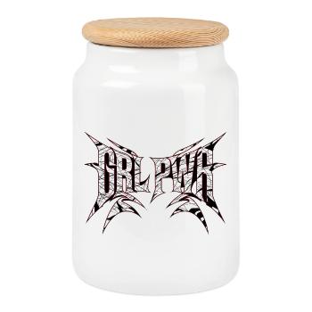 GRLPWR for women in the tuning scene - Cookie Jar with Wooden Lid - white - Front