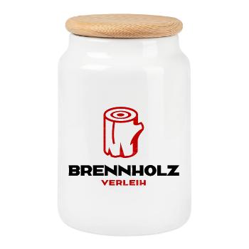 Brennholz Verleih - Keksdose mit Holzdeckel - Weiß - Vorne