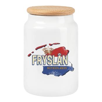 Carte Frise Pays-Bas Hollande Sovenir - Boîte à biscuits avec couvercle en bois - blanc - Devant