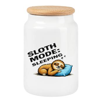 Mode paresseux en mode sommeil - Boîte à biscuits avec couvercle en bois - blanc - Devant