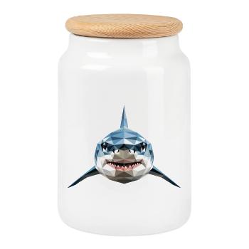 Requin Requin tigre Plongeur Requins mignons Grand requin blanc - Boîte à biscuits avec couvercle en bois - blanc - Devant