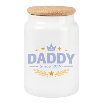 Daddy Since 2026 – Proud Dad Design - Cookie Jar with Wooden Lid - white - Front