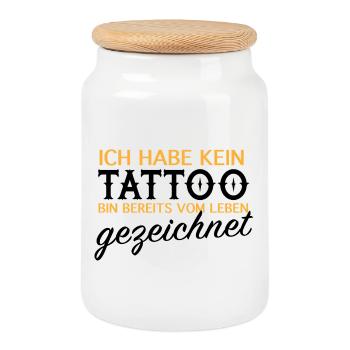 Kein Tattoo, vom Leben gezeichnet - Keksdose mit Holzdeckel - Weiß - Vorne
