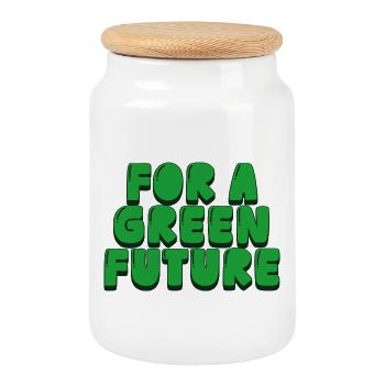 Pour un avenir vert - Boîte à biscuits avec couvercle en bois - blanc - Devant