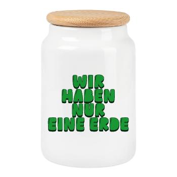 We only have one Earth - Cookie Jar with Wooden Lid - white - Front