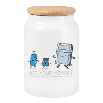 Software Engineer IT Support J-og Your Memory Gym  - Cookie Jar with Wooden Lid - white - Front