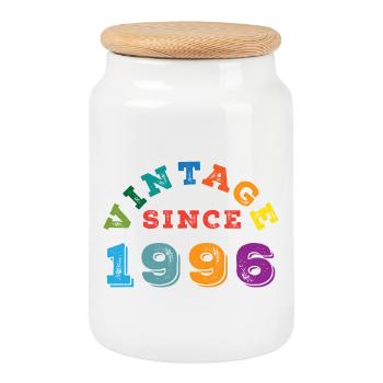 Millésime 1996 - Boîte à biscuits avec couvercle en bois - blanc - Devant