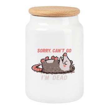 Sorry Can't Go Im Dead - Cookie Jar with Wooden Lid - white - Front