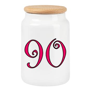 90. 90 ANS. 90e ANNIVERSAIRE. ANNIVERSAIRE 90 ANS. - Boîte à biscuits avec couvercle en bois - blanc - Devant