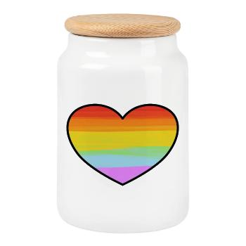 Cœur de la fierté arc-en-ciel - Boîte à biscuits avec couvercle en bois - blanc - Devant