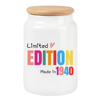 Limited edition Made in 1940 - Boîte à biscuits avec couvercle en bois - blanc - Devant