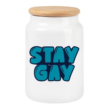 Reste gay - Boîte à biscuits avec couvercle en bois - blanc - Devant