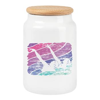 Natation artistique par équipe Natation synchronisée - Boîte à biscuits avec couvercle en bois - blanc - Devant