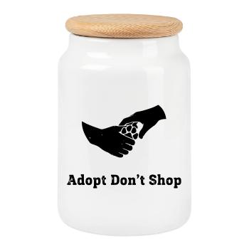 Adopt Dont Shop Paw Fist Check - Cookie Jar with Wooden Lid - white - Front