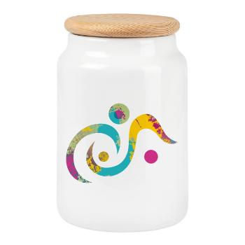Yoga design_19 - Cookie Jar with Wooden Lid - white - Front