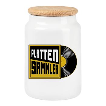 Record Collector Vinyl Lover - Cookie Jar with Wooden Lid - white - Front