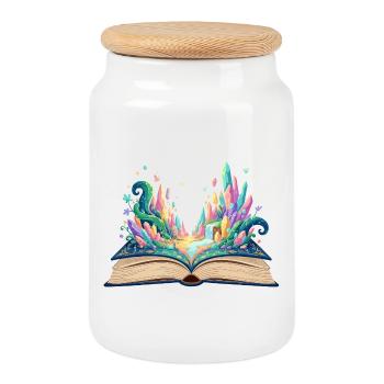 Le Monde des Rêves s’éveille à partir des pages de livres Livre fantastique - Boîte à biscuits avec couvercle en bois - blanc - Devant