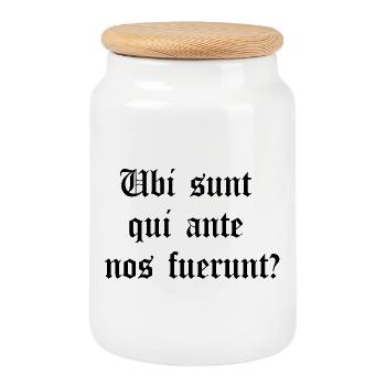 Lateinisches Motto – Ubi sunt qui ante nos fuerunt? - Keksdose mit Holzdeckel - Weiß - Vorne